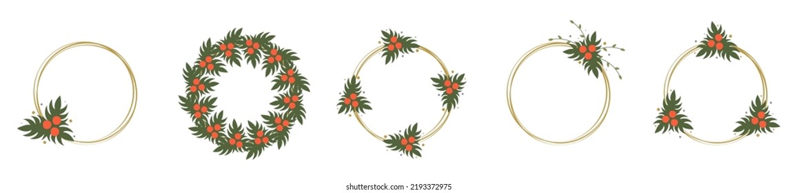 Wreath of flowers. Element for design postcard, banner, invitation. Vector illustration.