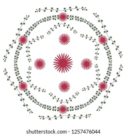 Wreath of flowers. Floral round pattern on a white background.