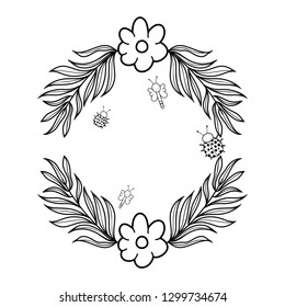 wreath with flowers and leafs
