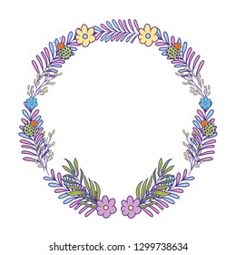 wreath with flowers and leafs