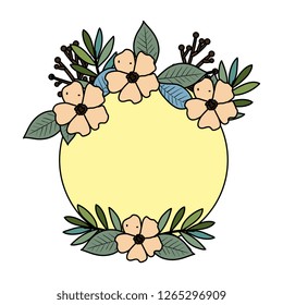 wreath with flowers and leafs decoration