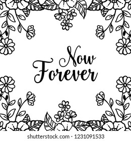 wreath with flowers and leaves frame vector art