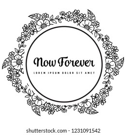 wreath with flowers and leaves frame vector art