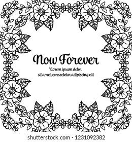 wreath with flowers and leaves frame vector art