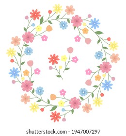 The wreath of flowers minimalist
in a white background