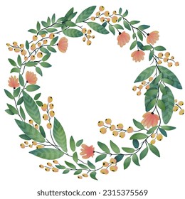 wreath of flowers painted in watercolor