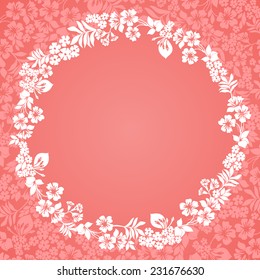 Wreath of Flowers with a place for Your text. Vector illustration. 
