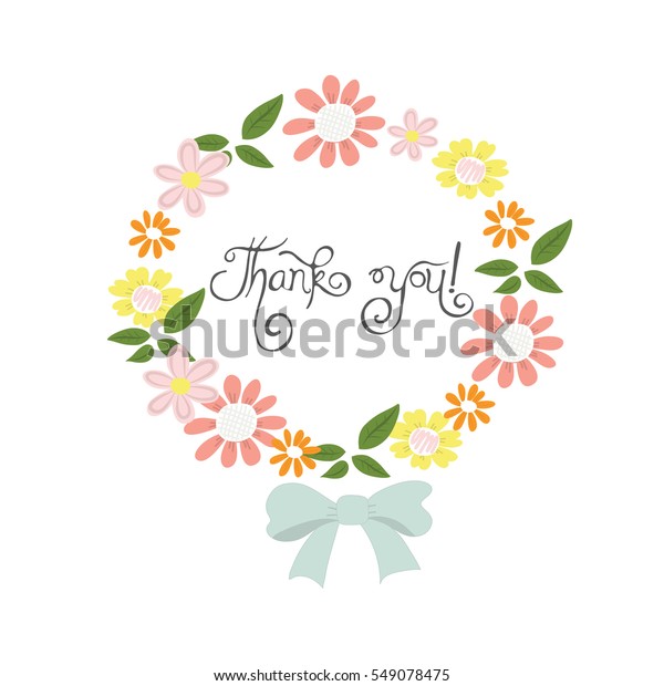 Wreath Flowers Ribbon Word Thank You Stock Vector (Royalty Free) 549078475