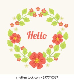 Wreath with flowers. Vector greeting card 