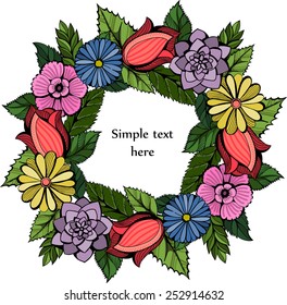 Wreath of flowers. Vector illustration. 
