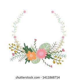 
Wreath of flowers vectors. Hand drawn ornaments vintage. vector floral, illustration wreath. Wedding invitation. Flowers