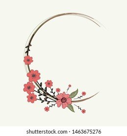 Wreath flowers vectors with leaves. Flowers vector. Wedding invitation -illustration wreath. Invitation card. Vector floral