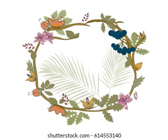 wreath with flowers,vector illustration