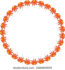 Moldura de grinalda com elementos coloridos da flor. Modelo gráfico moderno. Caixa de moldura vazia bonita