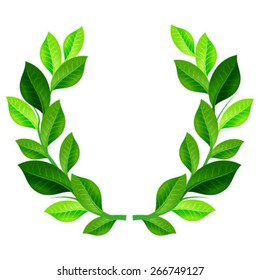 Wreath frame of green leaves. Vector illustration.