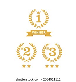 Wreath frame ranking illustration set  from 1st place to 3rd place