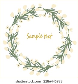 Wreath or frame of snowdrops on a white background