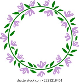wreath frame violet leaves vector