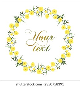 Wreath, frame of wildflowers. Vector illustration. plus flower brush
