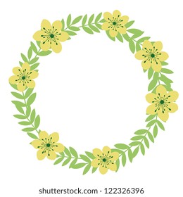Wreath frame with yellow flowers