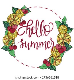 wreath of fruits , summer background