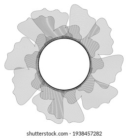 wreath from ginkgo biloba plant striped black and white leaves. Place for text. Free space. Copy paste. Vector illustration isolated on white background. Flora Ayurvedic Medicine Theme. Walnut Japan.