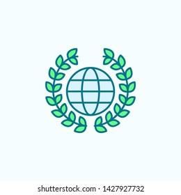 wreath and globe field outline with color element icon