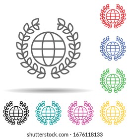 Wreath and globe multi color set icon. Simple thin line, outline vector of human rights icons for ui and ux, website or mobile application