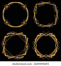 Wreath Gold Floral Frames Premium Decorative Set Packs Circular Accents
