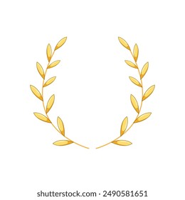 wreath gold laurel cartoon. emblem symbol, leaf en, certificate prize wreath gold laurel sign. isolated symbol vector illustration