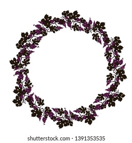 Wreath of grape branches. Vector illustration.