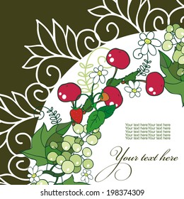 wreath of grapes and cherries in lace