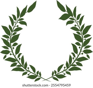 wreath of green herbs on white