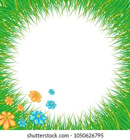 wreath and green meadow grass vector illustration
