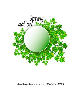 wreath of green spring leaves vector illustration
