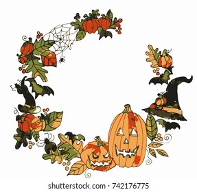 Wreath at Halloween illustration