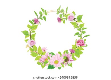 wreath hand drawn floral design