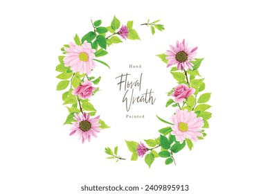 wreath hand drawn floral design