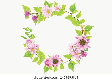 wreath hand drawn floral design