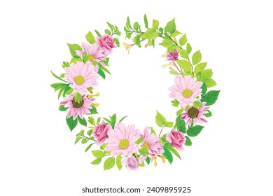 wreath hand drawn floral design