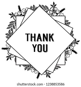 wreath with hand drawn flowers and hand written text Thank You