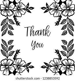 wreath with hand drawn flowers and hand written text Thank You
