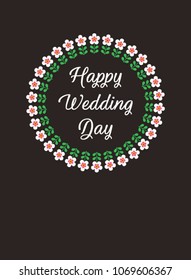 wreath happy wedding day greeting vector