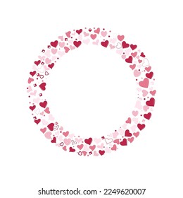 A wreath of hearts. Round frame for greeting or invitation.