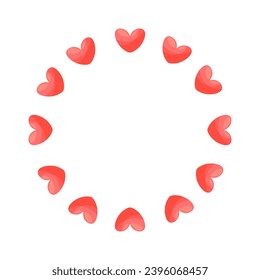 Lluvia de corazones. Patrón redondo de corazones, viñeta de corazones rosados. Elemento de diseño aislado para el día de San Valentín. Ilustración vectorial plana para tarjeta de felicitación, banner, diseño de medios sociales.