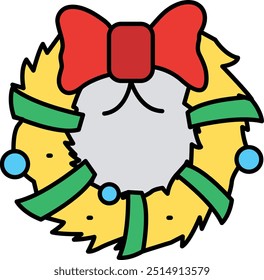 Ícone ou ilustração de coroa de flores para Decorações de Natal e Férias, Representando Decorações de Portas Festivas e Celebrações Sazonais