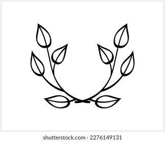 Wreath icon isolated. Eco clipart. Branch with leaf. Frame, border. Vector stock illustration. EPS 10