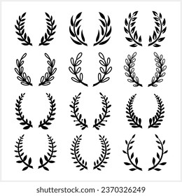 Wreath icon isolated. Eco clipart. Branch with leaf. Frame, border. Vector stock illustration. EPS 10