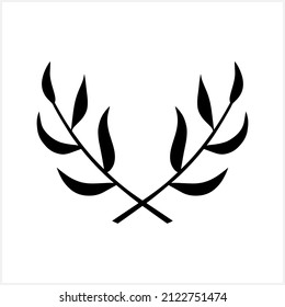 Wreath icon isolated. Stencil eco clip art. Branch with leaf. Frame, border. Vector stock illustration. EPS 10