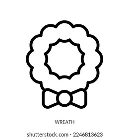 wreath icon. Line Art Style Design Isolated On White Background
